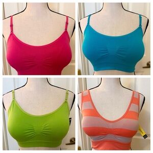 NWT Coobie Seamless Bra Collection - Pink, Blue, Green, Orange Stripe, One Size